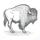 bison black outline side profile tattoo design idea