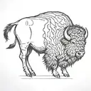 bison black outline side profile tattoo design idea