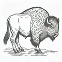 bison black outline side profile tattoo design idea