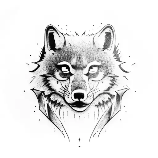 geto-dacic wolfhead-dragon tattoo design idea