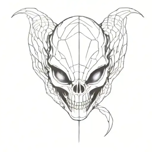 alien skull with scales tattoo design idea