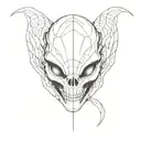 alien skull with scales tattoo design idea