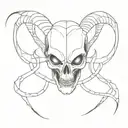 alien skull with scales tattoo design idea