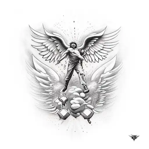 Falling Icarus the mythologic character tattoo design idea
