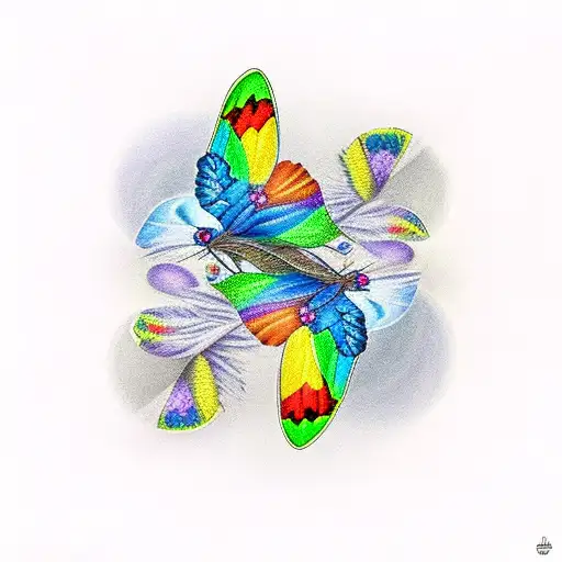 2 butterflies over a rainbow tattoo design idea