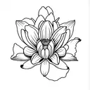 daffodil, water lily, morning glory, two cosmos, chrysanthemum  tattoo design idea