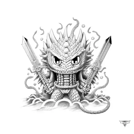 Guts smile with dragonsword from manga berserk tattoo design idea