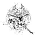 crying Guts smile with dragonsword tattoo design idea