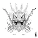 Guts smile with dragonsword from manga berserk tattoo design idea