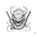 Guts smile with dragonsword from manga berserk tattoo design idea