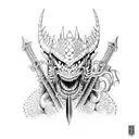 Guts smile with dragonsword from manga berserk tattoo design idea