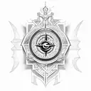 A detailed illustration of the Corinthians logo with a blackwork style tattoo design idea