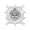 A detailed illustration of the Corinthians logo with a blackwork style tattoo design idea