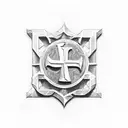 A detailed illustration of the Corinthians logo with a blackwork style tattoo design idea