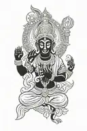 tattoo with all shiva,ganesh, durga, ohm, hanuman, lakshmi, lotus , chakra, swastik in one arm full together tattoo design idea