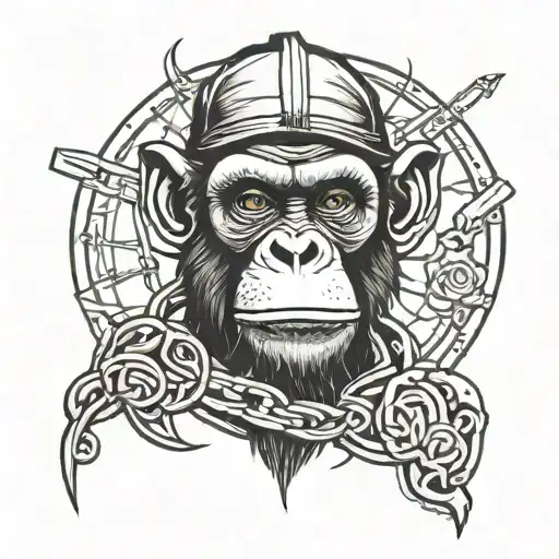 prison gangster monkey tattoo design idea