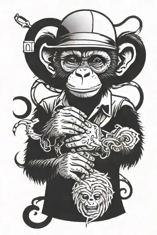 gangster monkey tattoo design idea