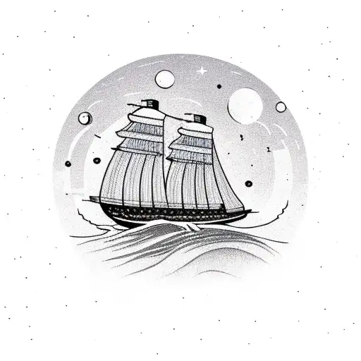 A Viking longship sailing through the Northern Lights tattoo design idea