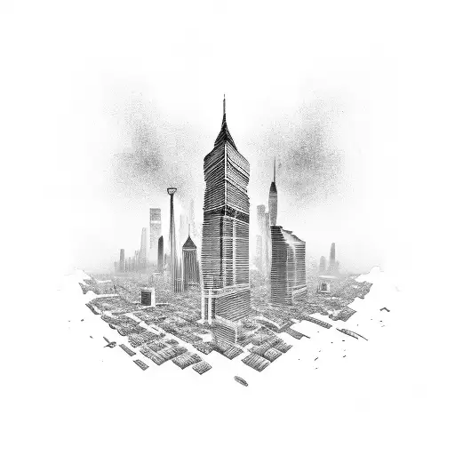 skyscrapers and declaration of indepence tattoo design idea