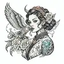AI art women fictional character  tattoo design idea