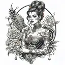 AI art women fictional character  tattoo design idea