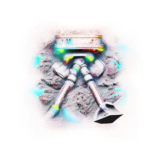 mining machine digging at speed colorful tattoo design idea