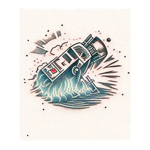 mining machine digging at speed colorful tattoo design idea