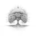 A sketch-like illustration of a DNA strand forming the shape of a tree tattoo design idea