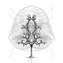 A sketch-like illustration of a DNA strand forming the shape of a tree tattoo design idea