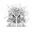 A sketch-like illustration of a DNA strand forming the shape of a tree tattoo design idea