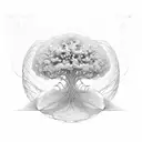 A sketch-like illustration of a DNA strand forming the shape of a tree tattoo design idea