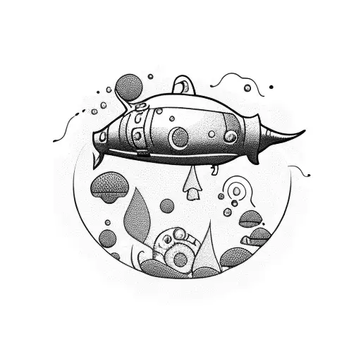 submarine realistic under water tattoo design idea