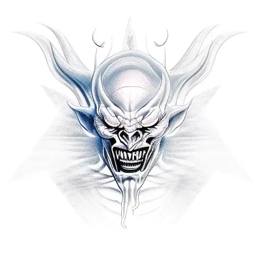 devil face outline sketch tattoo design idea