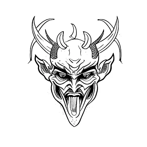 simple side veiw devil face outline sketch tattoo design idea