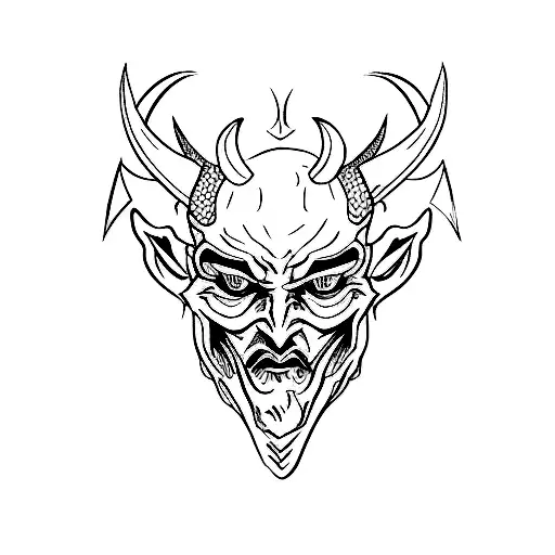 simple side veiw devil face outline sketch tattoo design idea