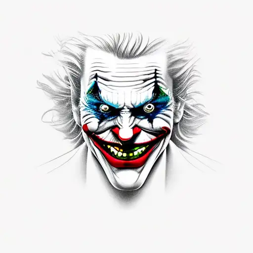 joker heavy smile realistic drawing tattoo design idea