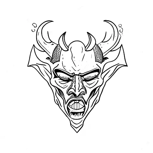 simple side veiw devil face outline sketch tattoo design idea