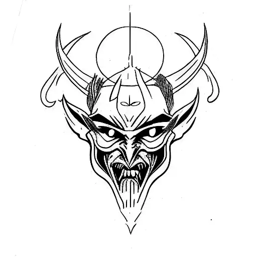 simple side veiw devil face outline sketch tattoo design idea