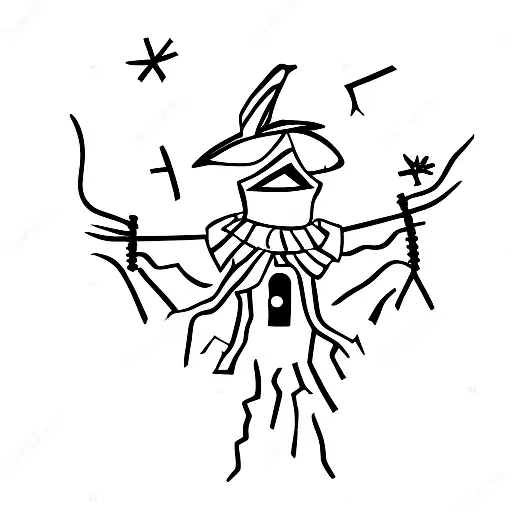 scarecrow on cross outline simple  tattoo design idea