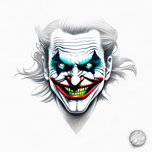 joker heavy smile realistic drawing tattoo design idea