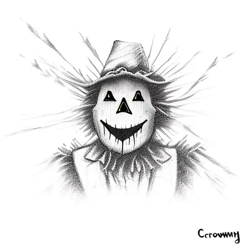 scarecrow on cross simple sketch tattoo design idea
