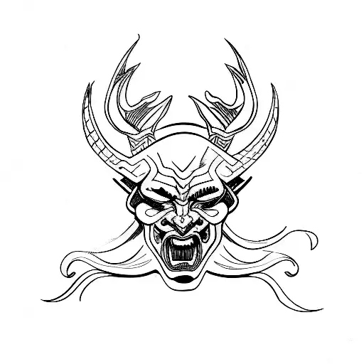 devil face outline sketch tattoo design idea