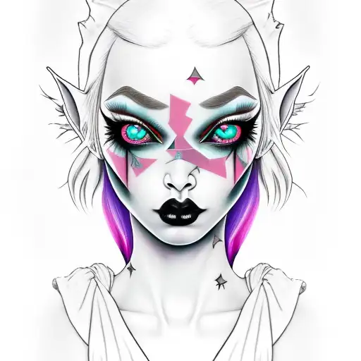 goth girl elf ears  tattoo design idea