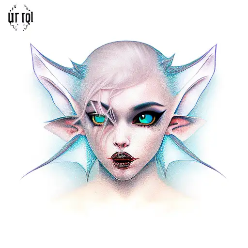 goth girl elf ears  tattoo design idea