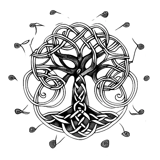 Celtic tree of life, more branchs, background tattoo design idea