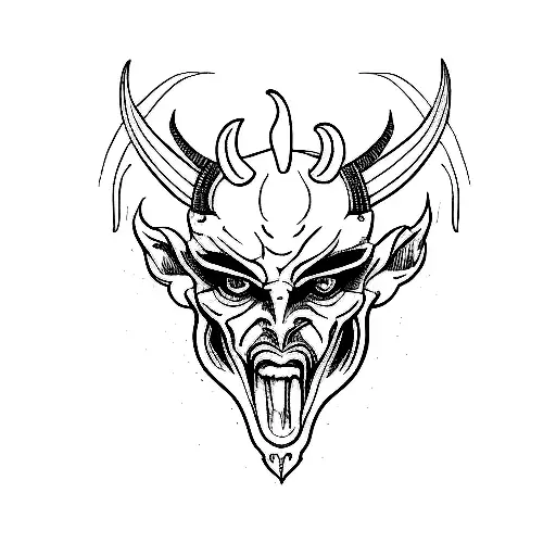 simple side veiw devil face outline sketch tattoo design idea
