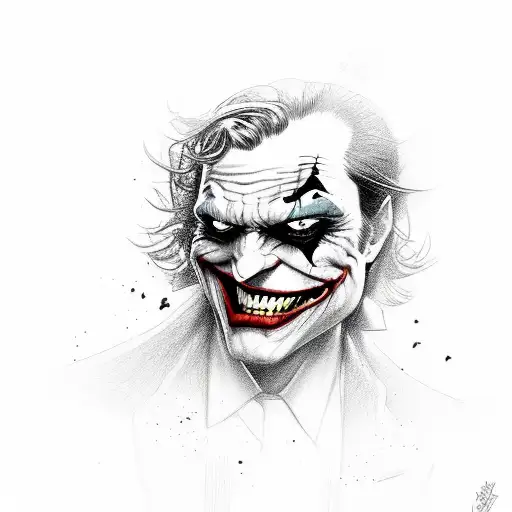 joker heavy smile realistic drawing tattoo design idea