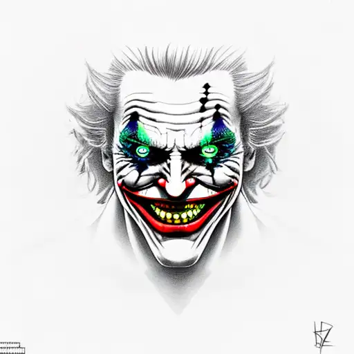 joker heavy smile realistic drawing tattoo design idea