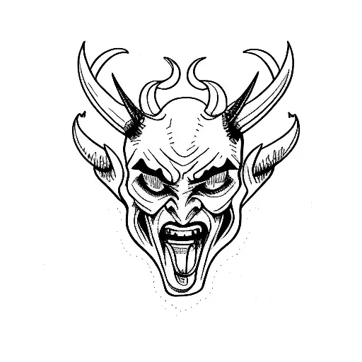 devil horns simple outline drawing tattoo design idea