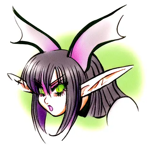 goth girl elf ears  tattoo design idea